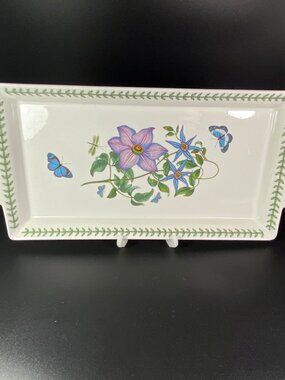 Portmeirion Rectangle Serving Tray Botanic Garden Purple Flower Butterfly 15 " L